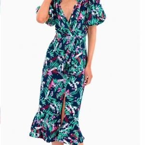 Saloni midnight fern Olivia dress